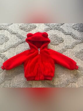 Little Girl's Lily Pluche Faux Fur Jacket in RED size 4
